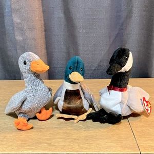 Rare Collector’s items Ty Beanie Babies Honks, Jake, and Loosy.